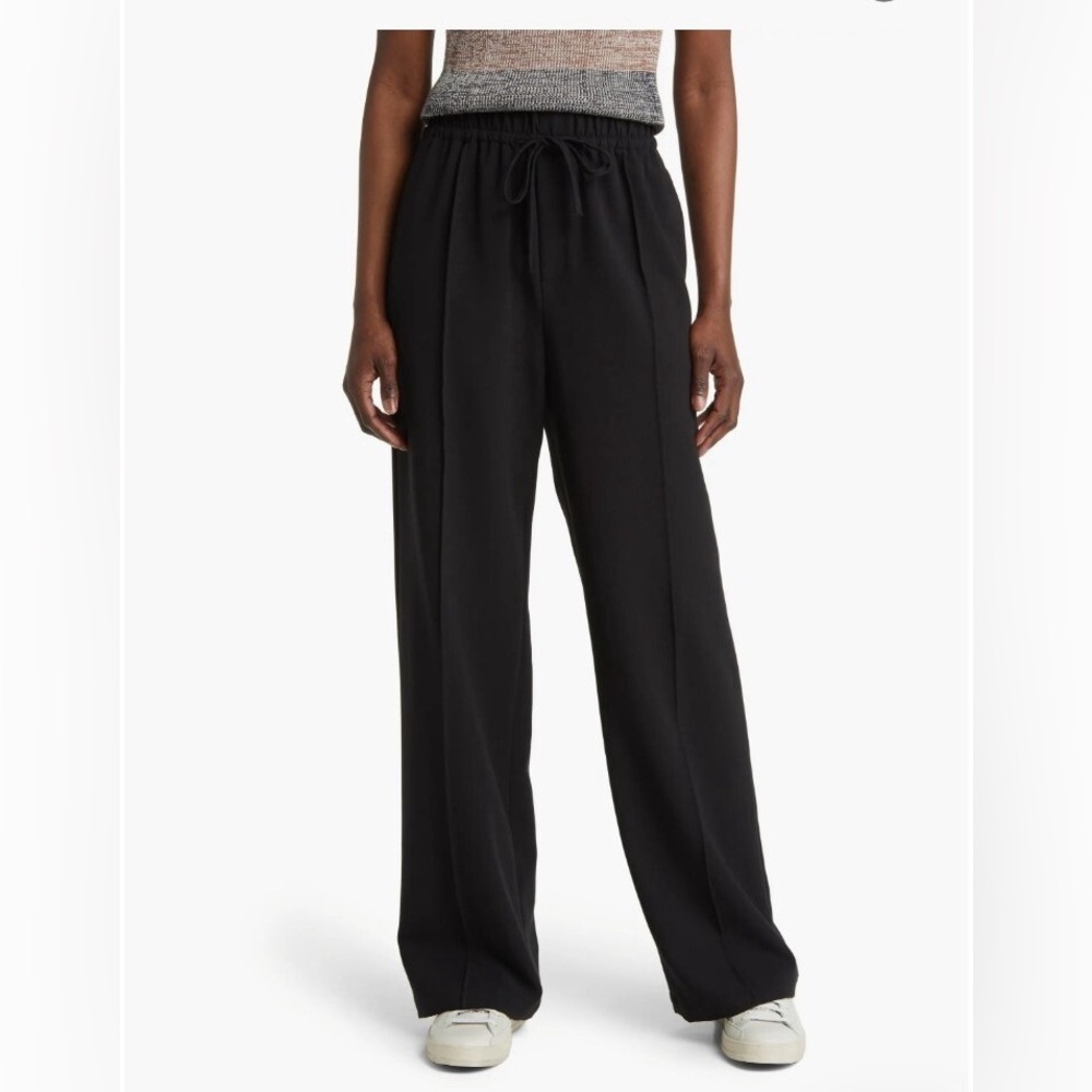 Treasure & Bond Black Drawstring Wide Leg Pants pleated sweatpants